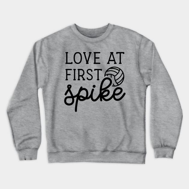 Love At First Spike Volleyball Girls Boys Cute Funny Crewneck Sweatshirt by GlimmerDesigns